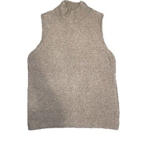 Tahari Sleeveless Mock Neck Sweater - Tan | Size L